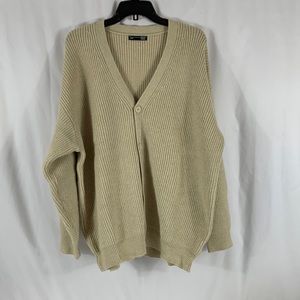DAZY Button Front Oversized Ribbed Cardigan in Apricot Size M NWOT